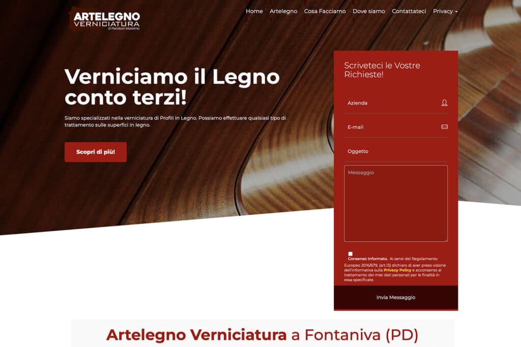 Sito Internet Artelegno Verniciatura